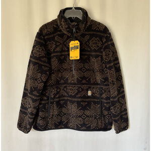 Carhartt Womens Fleece Pullover Medium Mock Neck Brown Relaxed